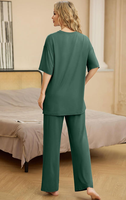PrinStory Pajamas for Women Soft Pjs Lounge Set S-4XL