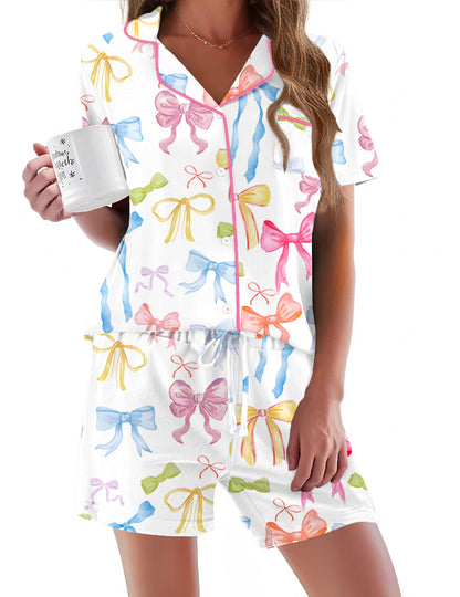 Ekouaer Pajamas Set for Women Short Sleeve Sleepwear Button Down Pj XS-XXXL