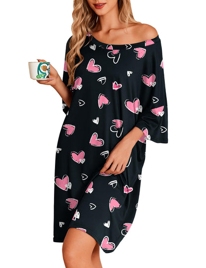 Ekouaer Plus Size Nightgown for Women Oversized Sleep Shirt Sleepwear S-5XL