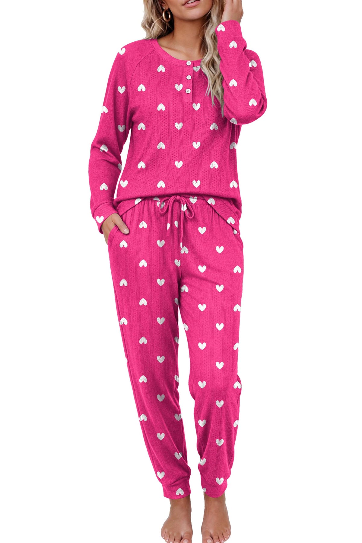 Ekouaer Pajamas Womens 2 Piece Long Sleeve Top and Jogger Pants Lounge Set