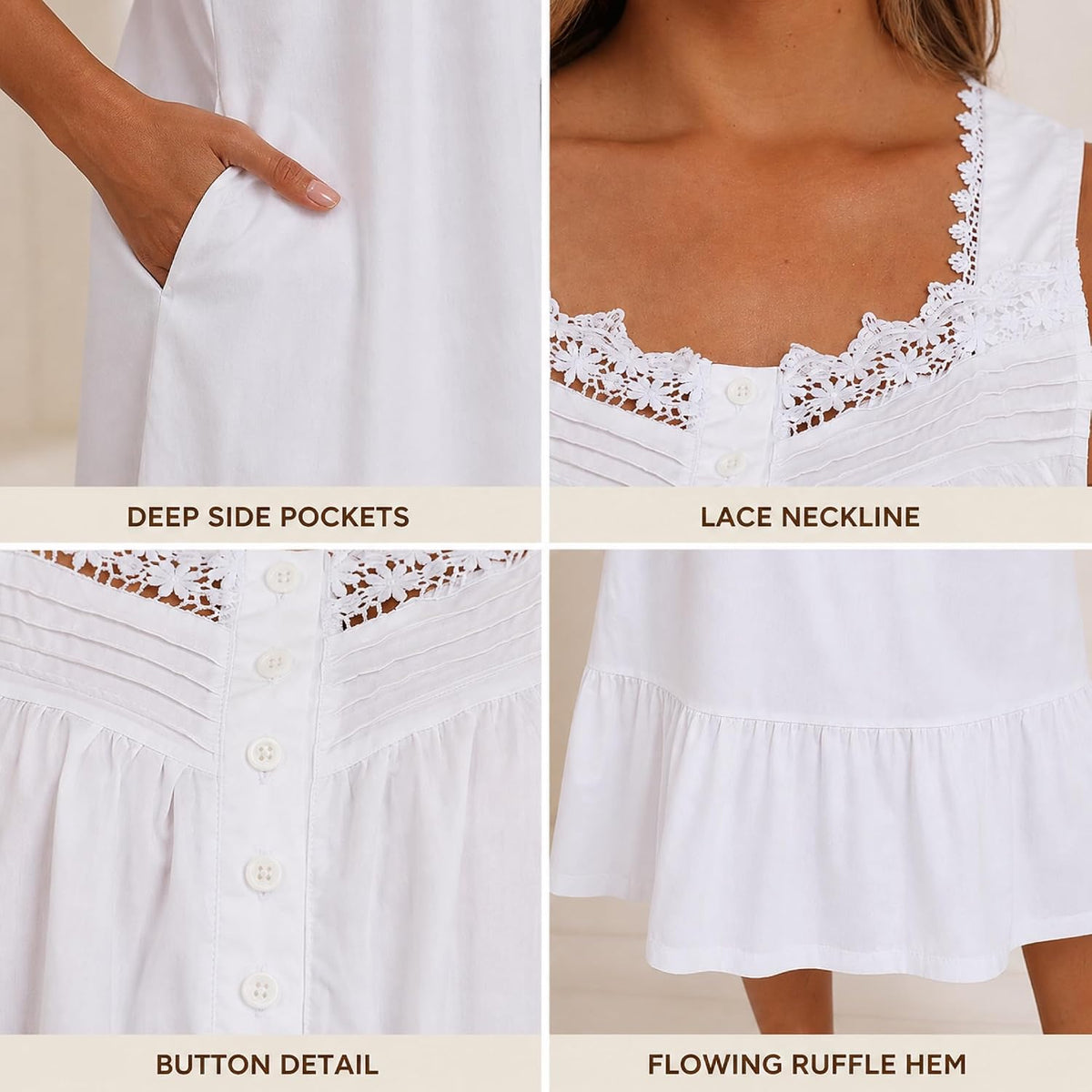 Viakeo 100% Cotton Nightgown for Women