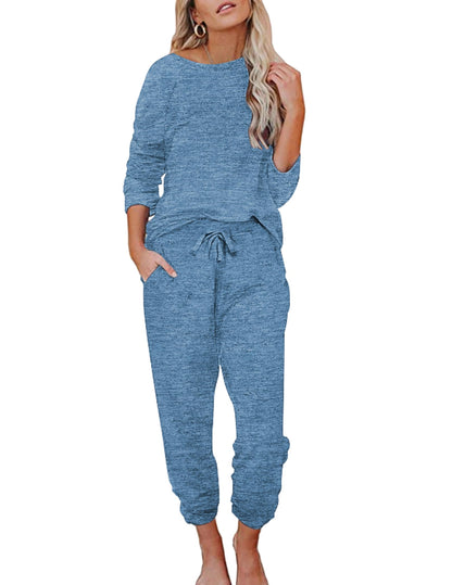 Ekouaer Womens Pajamas Set Long Sleeve Loungewear Soft Joggers with Pockets