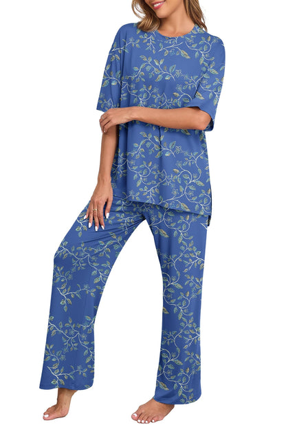 PrinStory Pajamas for Women Soft Pjs Lounge Set S-4XL