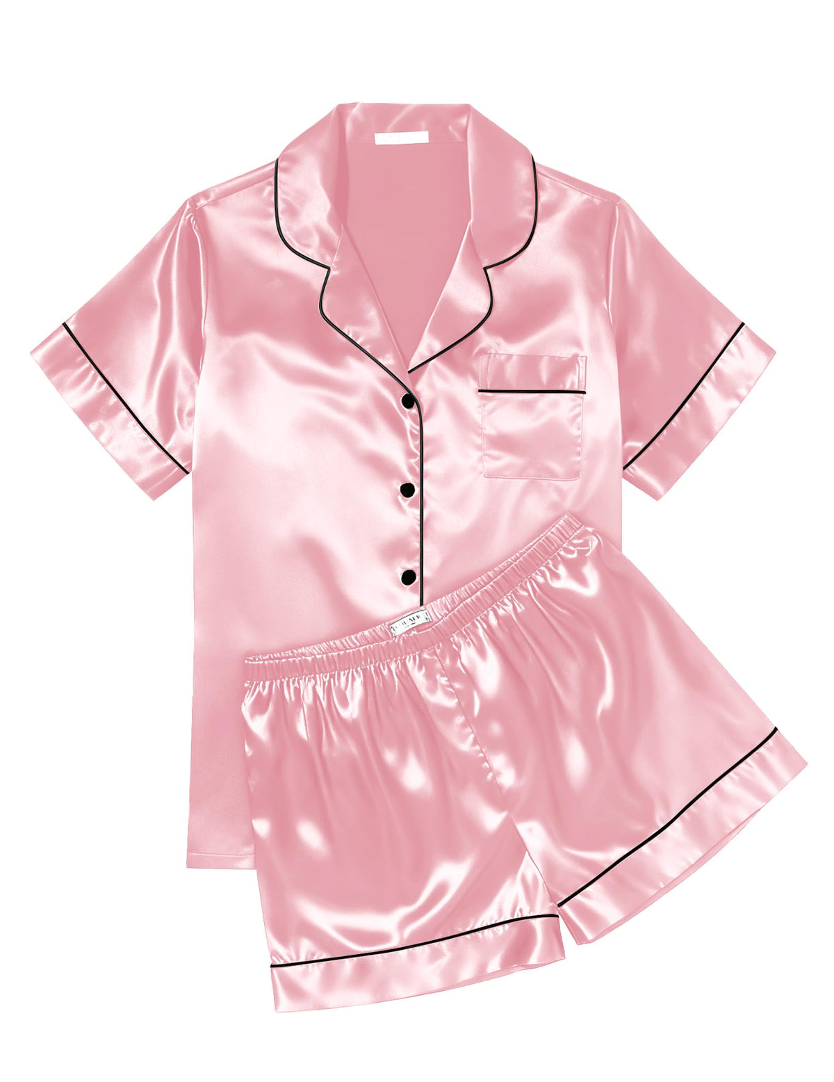 Ekouaer Womens Silk Satin Pajama Sets Soft Short Sleeve Button Up Sleepwear