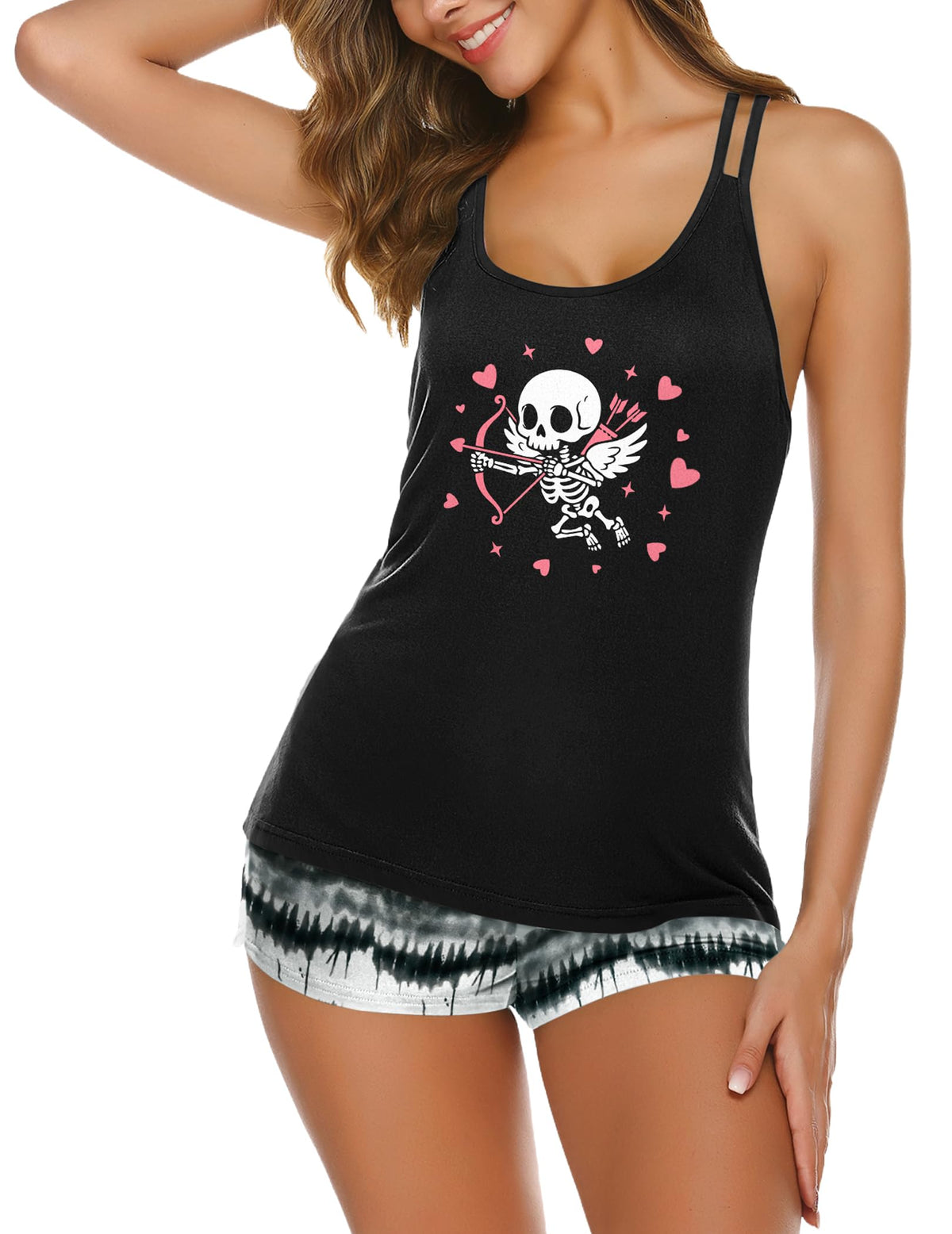 Ekouaer Womens Cami Pajama Set Sleeveless Racerback Tank Top Soft Sleepwear