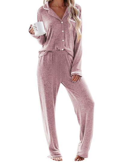 Ekouaer Womens Pajama Sets Long Sleeve Button Down 2 Piece Lounge Set