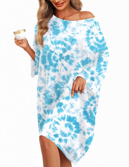 KFUBUO Plus Size Nightgowns for Women Oversized Sleep Tshirts Dress Short Sleeves Sleepwear With Pocket Fit S-5XL