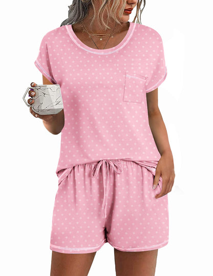 Ekouaer Womens Pajama Sets 2 Piece Pjs Short Sleeve Top and Shorts