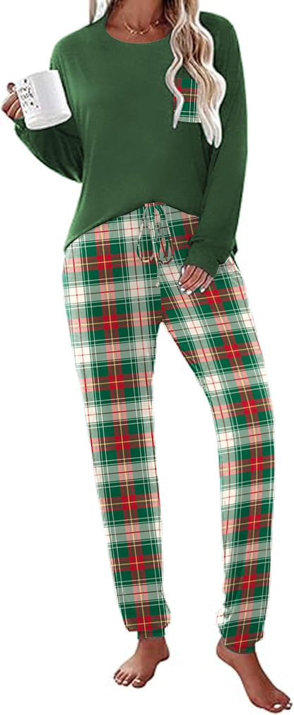 Ekouaer Womens Pajama Sets Long Sleeve Pjs Lounge Sets Joggers with Pockets