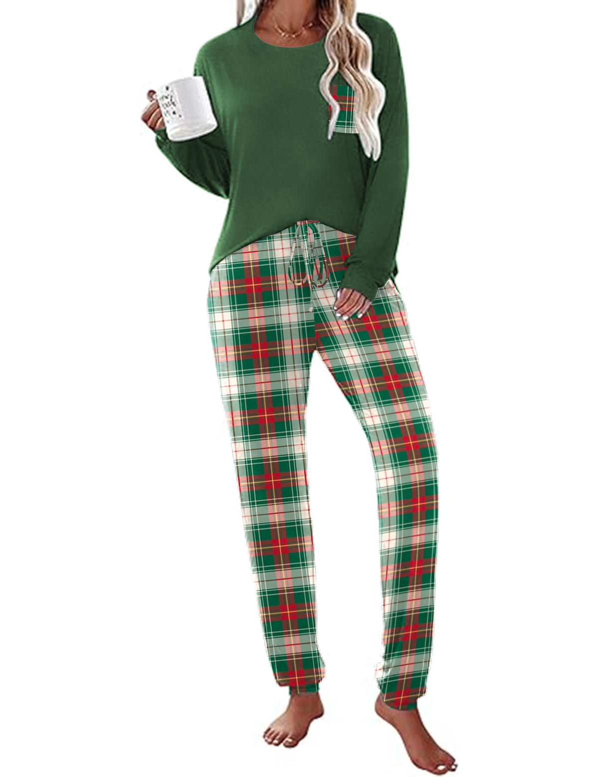 Ekouaer Womens Pajama Sets Long Sleeve Pjs Lounge Sets Joggers with Pockets