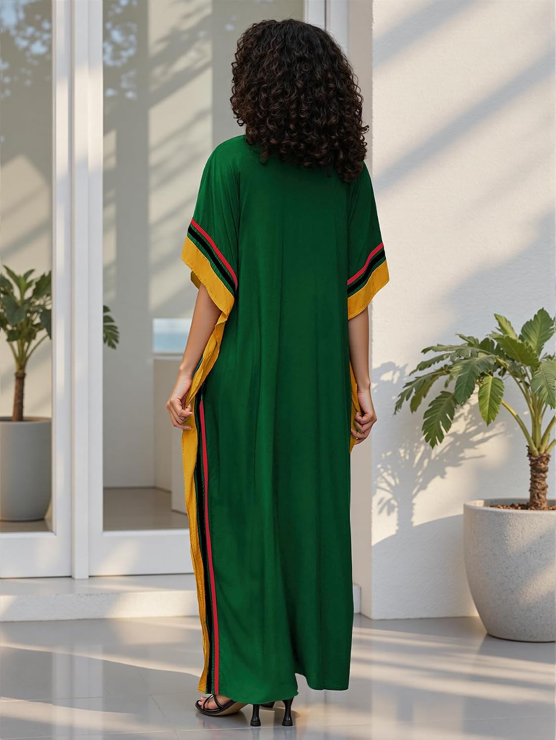 NFVNKJ Plus Size Mumu Dresses for Women - Boho Batwing Sleeve Caftan with Side Slits, Long Moo Moo Nightgown & Beach Cover Up