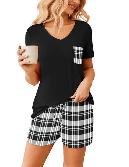 Ekouaer Womens Pajama Sets Shorts Soft 2 Piece Lounge Set with Chest Pocket