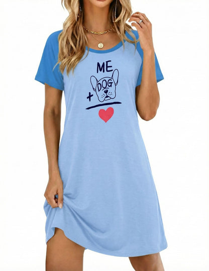 Ekouaer Nightgowns for Women Short Sleeve Night Dress Printed Sleepwear