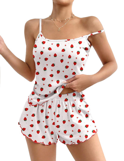 Ekouaer Womens Cami Pajama Set Cute Printed Camisole Shorts Sleepwear