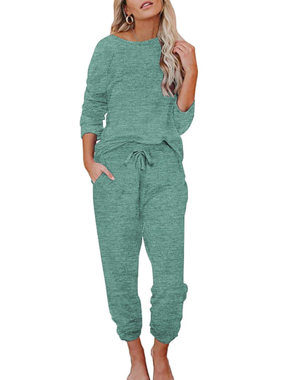 Ekouaer Womens Pajamas Set Long Sleeve Loungewear Soft Joggers with Pockets