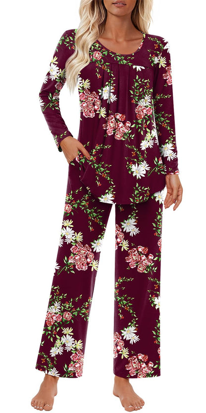 Findsweet Pajama Sets Women 2 Piece Long Sleeve Lounge Pj Sets Fall Outfits
