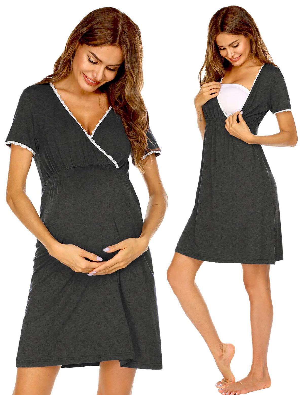 Ekouaer Nursing Nightgown Labor and Delivery Gown Dress Maternity Pajamas