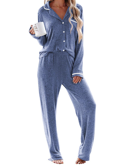 Ekouaer Womens Pajama Sets Long Sleeve Button Down 2 Piece Lounge Set