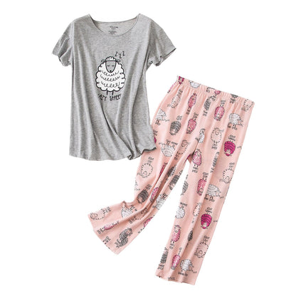 Inadays Womens Pajama Sets Cotton Short Sleeve Top With Capri Pants Pjs