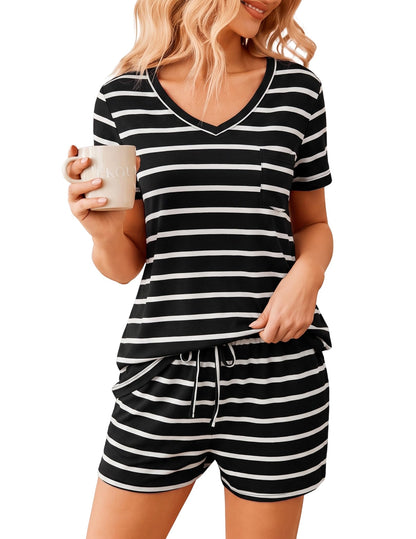 Ekouaer Womens Pajama Sets Shorts Soft 2 Piece Lounge Set with Chest Pocket