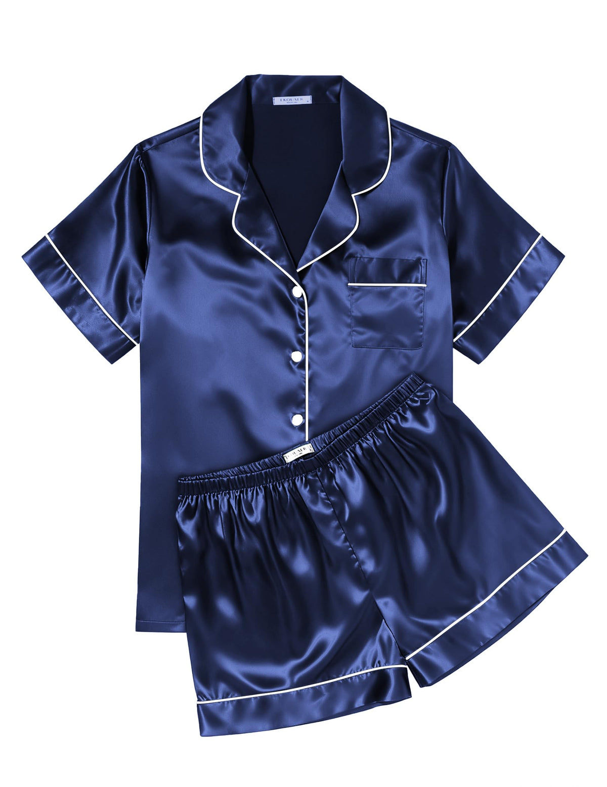 Ekouaer Womens Silk Satin Pajama Sets Soft Short Sleeve Button Up Sleepwear