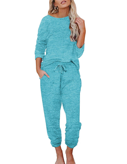Ekouaer Womens Pajamas Set Long Sleeve Loungewear Soft Joggers with Pockets