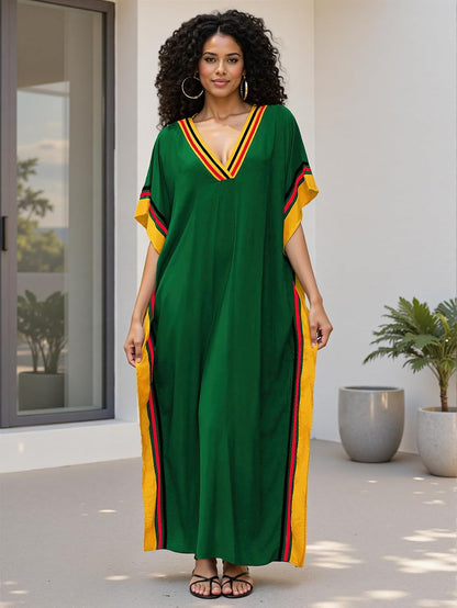 NFVNKJ Plus Size Mumu Dresses for Women - Boho Batwing Sleeve Caftan with Side Slits, Long Moo Moo Nightgown & Beach Cover Up