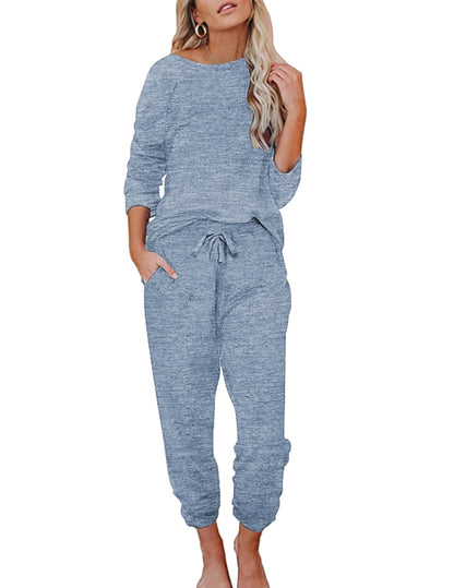 Ekouaer Womens Pajamas Set Long Sleeve Loungewear Soft Joggers with Pockets