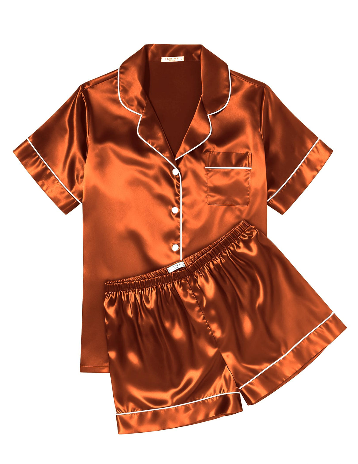 Ekouaer Womens Silk Satin Pajama Sets Soft Short Sleeve Button Up Sleepwear