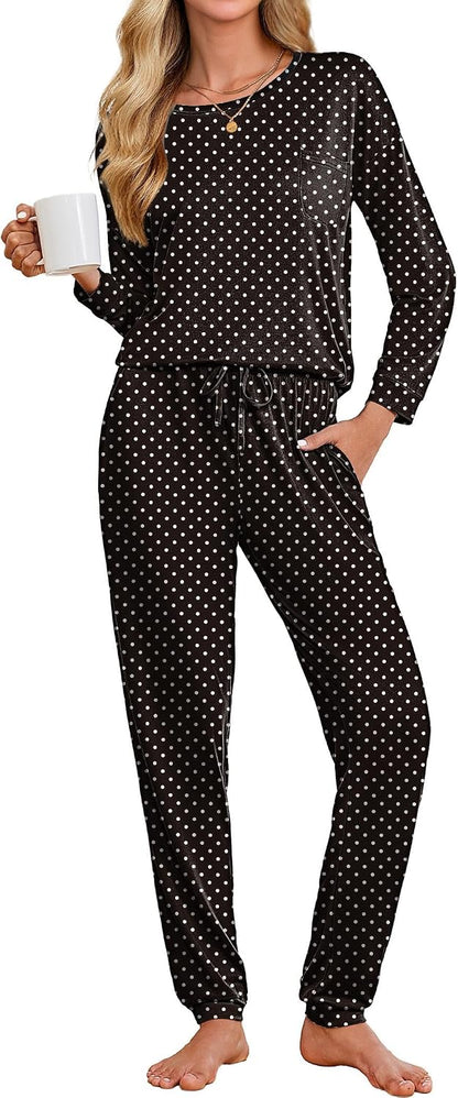 Ekouaer Womens Pajama Sets Long Sleeve Pjs Lounge Sets Joggers with Pockets