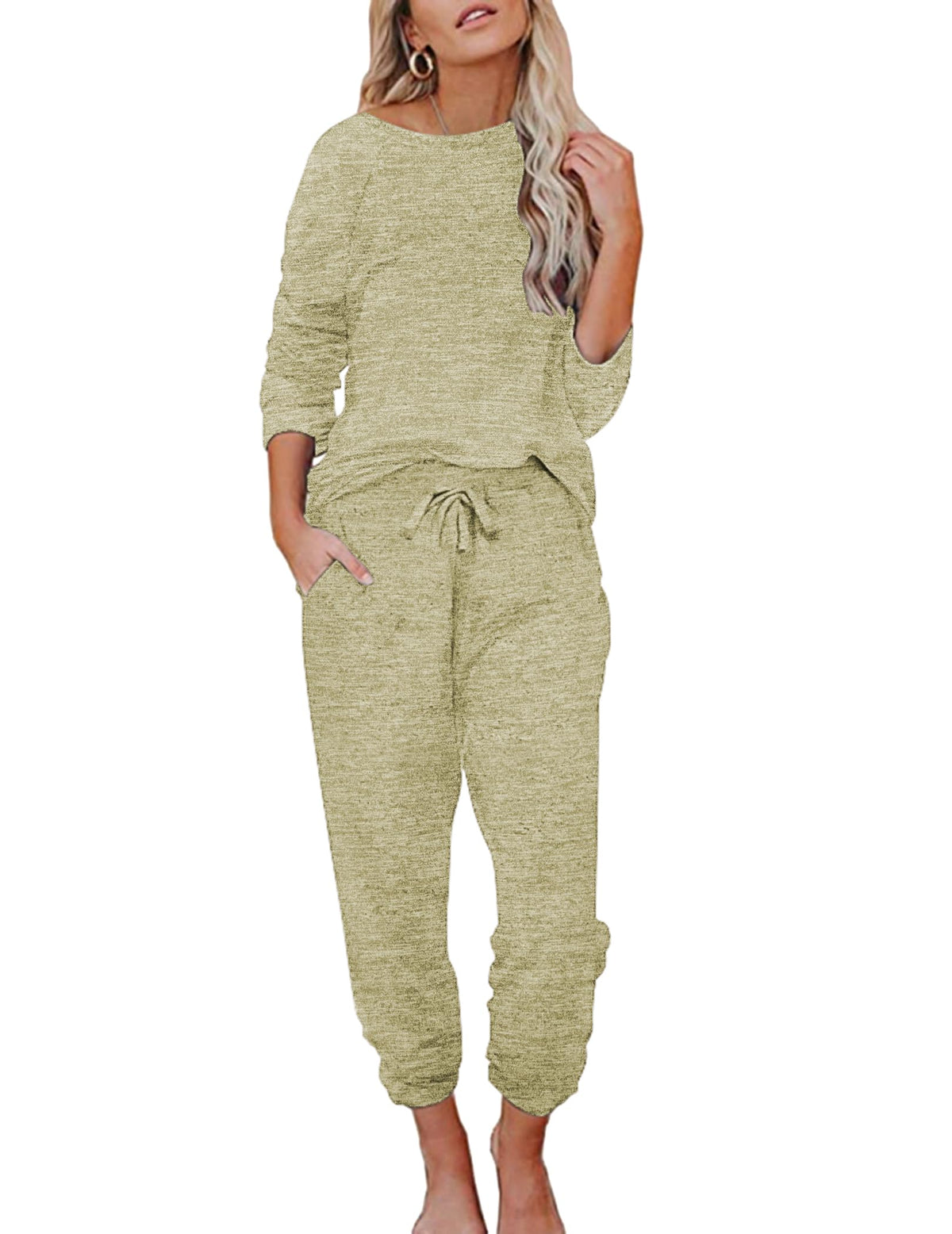 Ekouaer Womens Pajamas Set Long Sleeve Loungewear Soft Joggers with Pockets