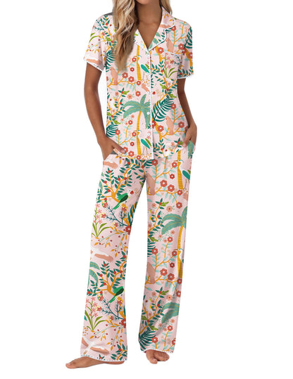 Ekouaer Pajamas for Women Set Button Up Soft Pjs Short Sleeve Lounge Sets