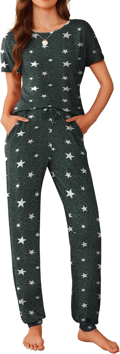 Ekouaer Pajamas for Womens Set Soft 2 Piece Loungewear with Jogger Pants