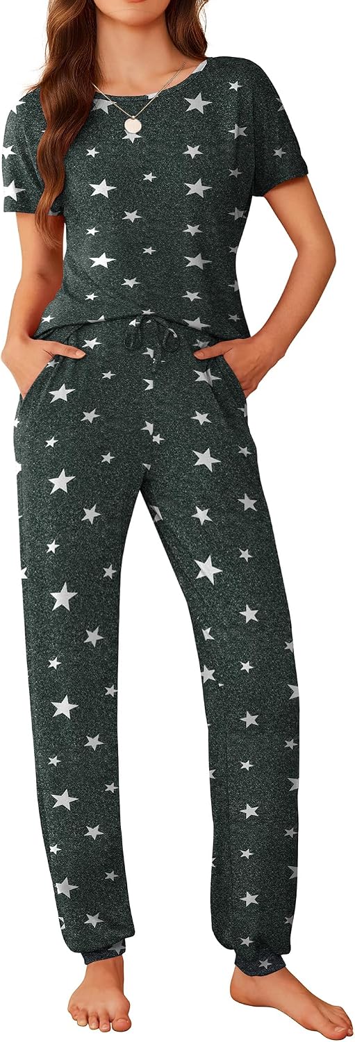 Ekouaer Pajamas for Womens Set Soft 2 Piece Loungewear with Jogger Pants
