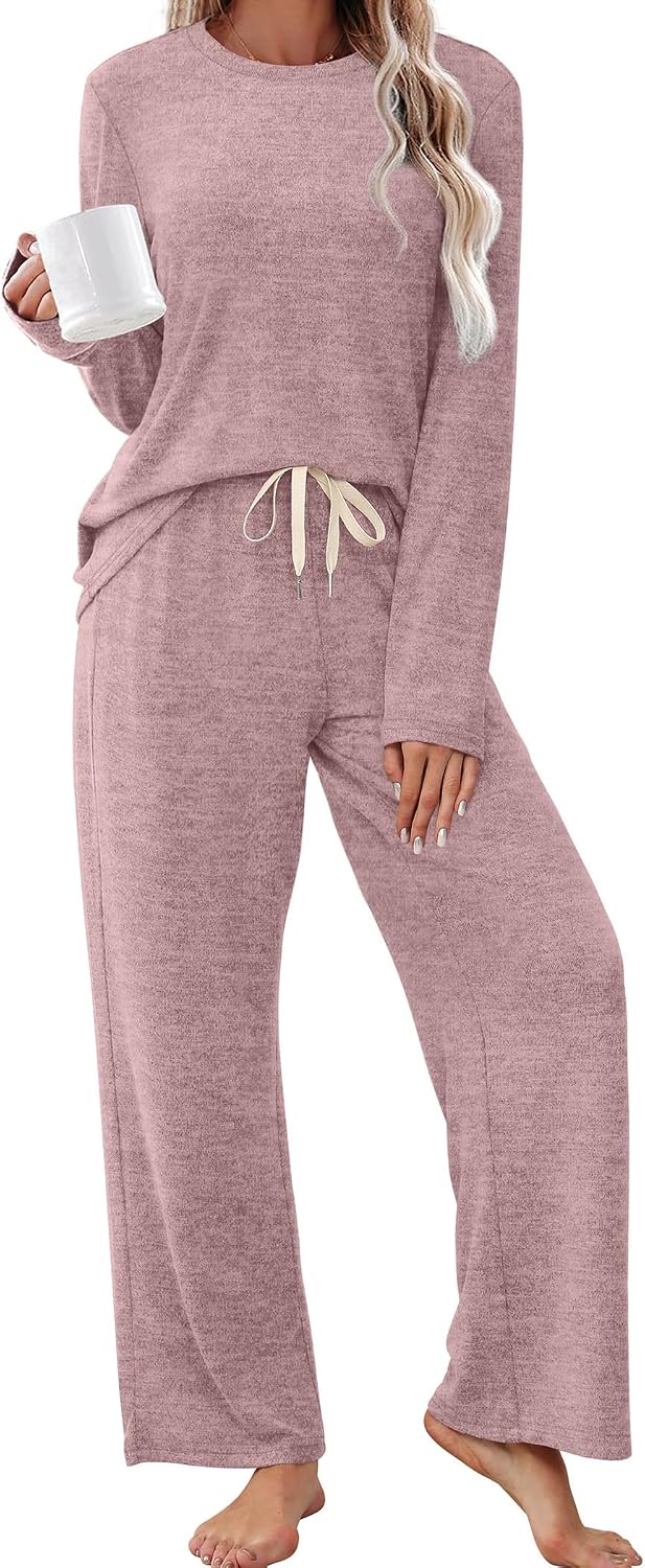 SAMPEEL Pajamas for Women Set Comfy Lounge Sets Two Piece Long Sleeve Cute Pjs Soft Sleepwear Winter Clothing