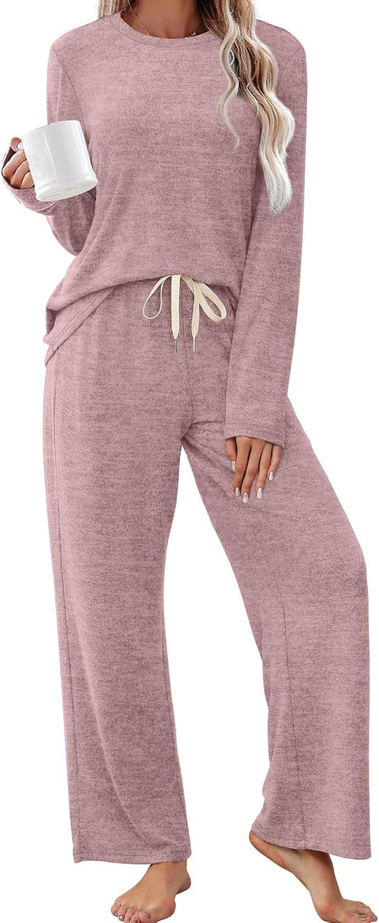 SAMPEEL Pajamas for Women Set Comfy Lounge Sets Two Piece Long Sleeve Cute Pjs Soft Sleepwear Winter Clothing
