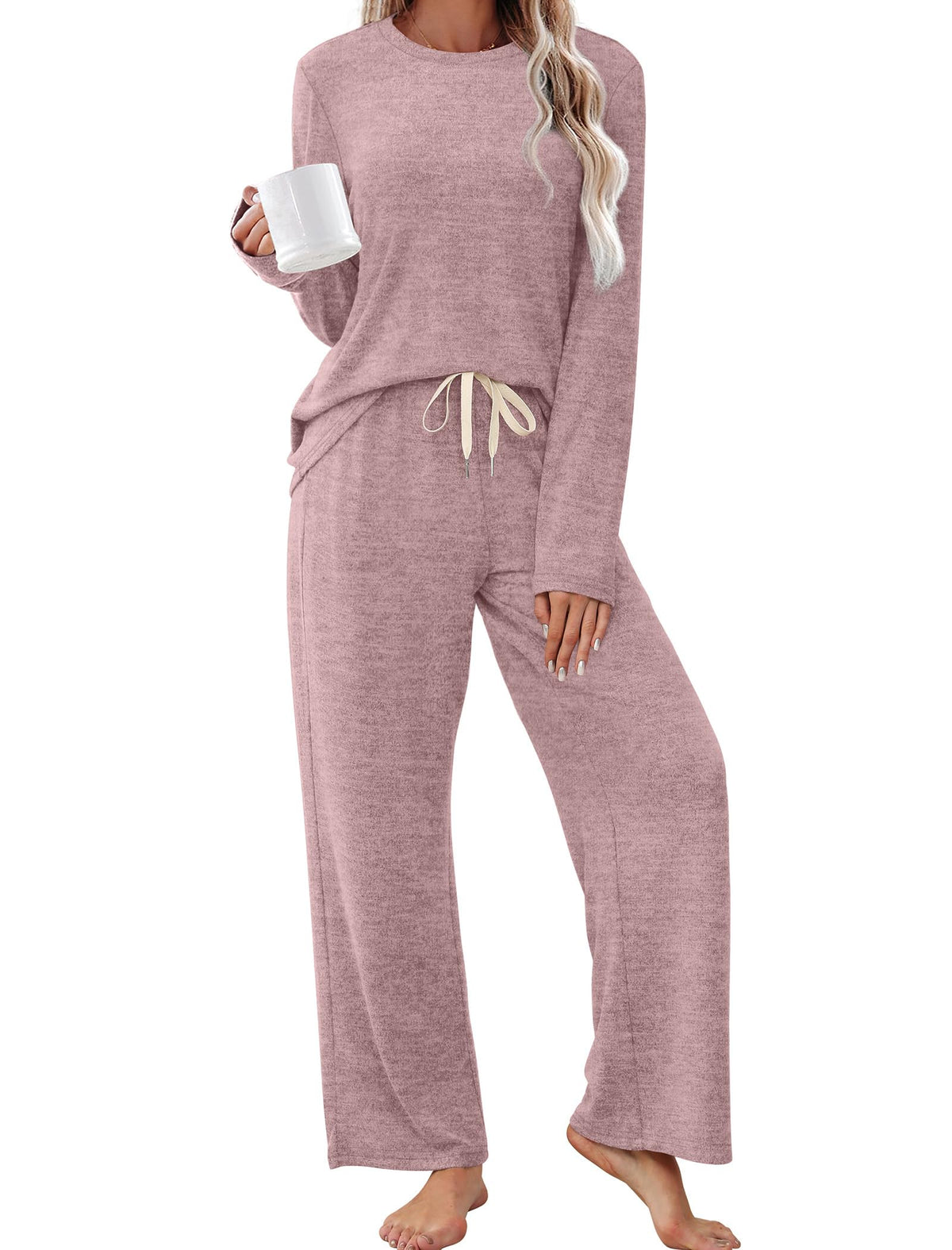 SAMPEEL Pajamas for Women Set Comfy Lounge Sets Two Piece Long Sleeve Cute Pjs Soft Sleepwear Winter Clothing