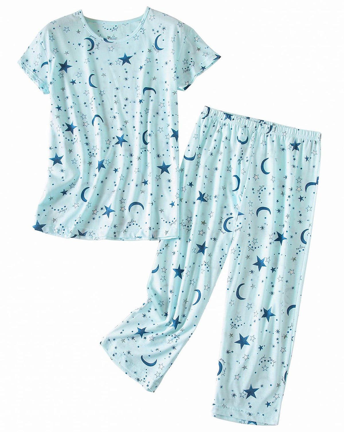 Inadays Womens Pajama Sets Cotton Short Sleeve Top With Capri Pants Pjs