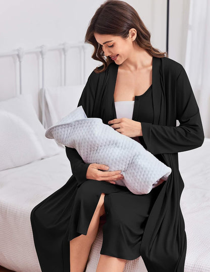 Ekouaer Labor and Delivery Gown and Robe Set for Hospital Nursing Nightgown