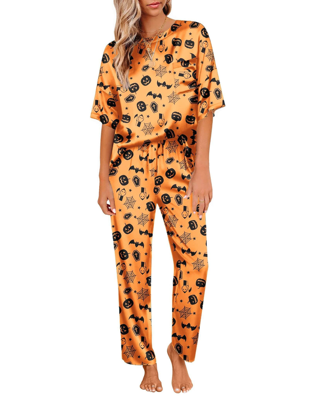 Ekouaer Pajamas for Women Set Silky Satin 2 Piece Lounge Sets with Pockets