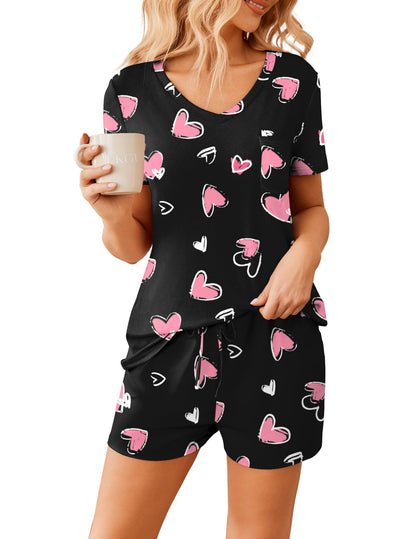 Ekouaer Womens Pajama Sets Shorts Soft 2 Piece Lounge Set with Chest Pocket