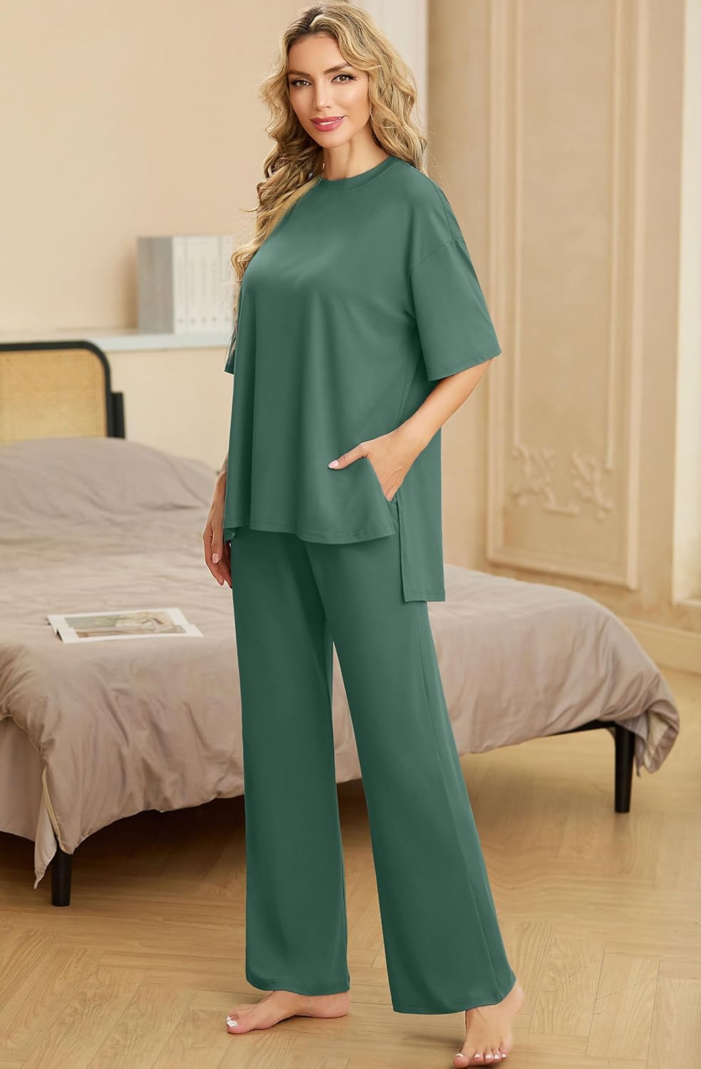 PrinStory Pajamas for Women Soft Pjs Lounge Set S-4XL