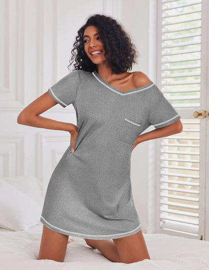 Ekouaer 3 Pack Nightgowns for Women Short Sleeve Sleep Shirt Soft Sleepwear