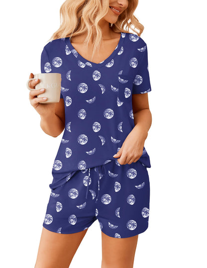 Ekouaer Womens Pajama Sets Shorts Soft 2 Piece Lounge Set with Chest Pocket