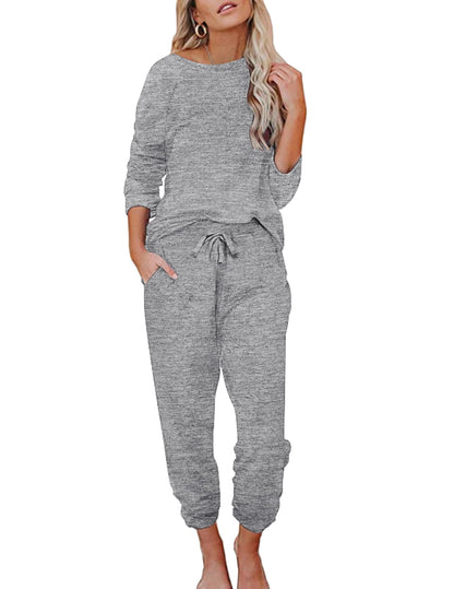 Ekouaer Womens Pajamas Set Long Sleeve Loungewear Soft Joggers with Pockets