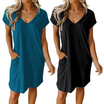 Ekouaer Womens 2 Pack Nightgown with Pockets Short Sleeve Night Shirts