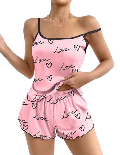 Ekouaer Womens Cami Pajama Set Cute Printed Camisole Shorts Sleepwear