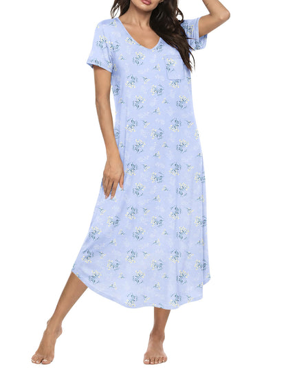 Ekouaer Long Nightgowns for Women Bamboo Viscose Short Sleeve Sleepshirt