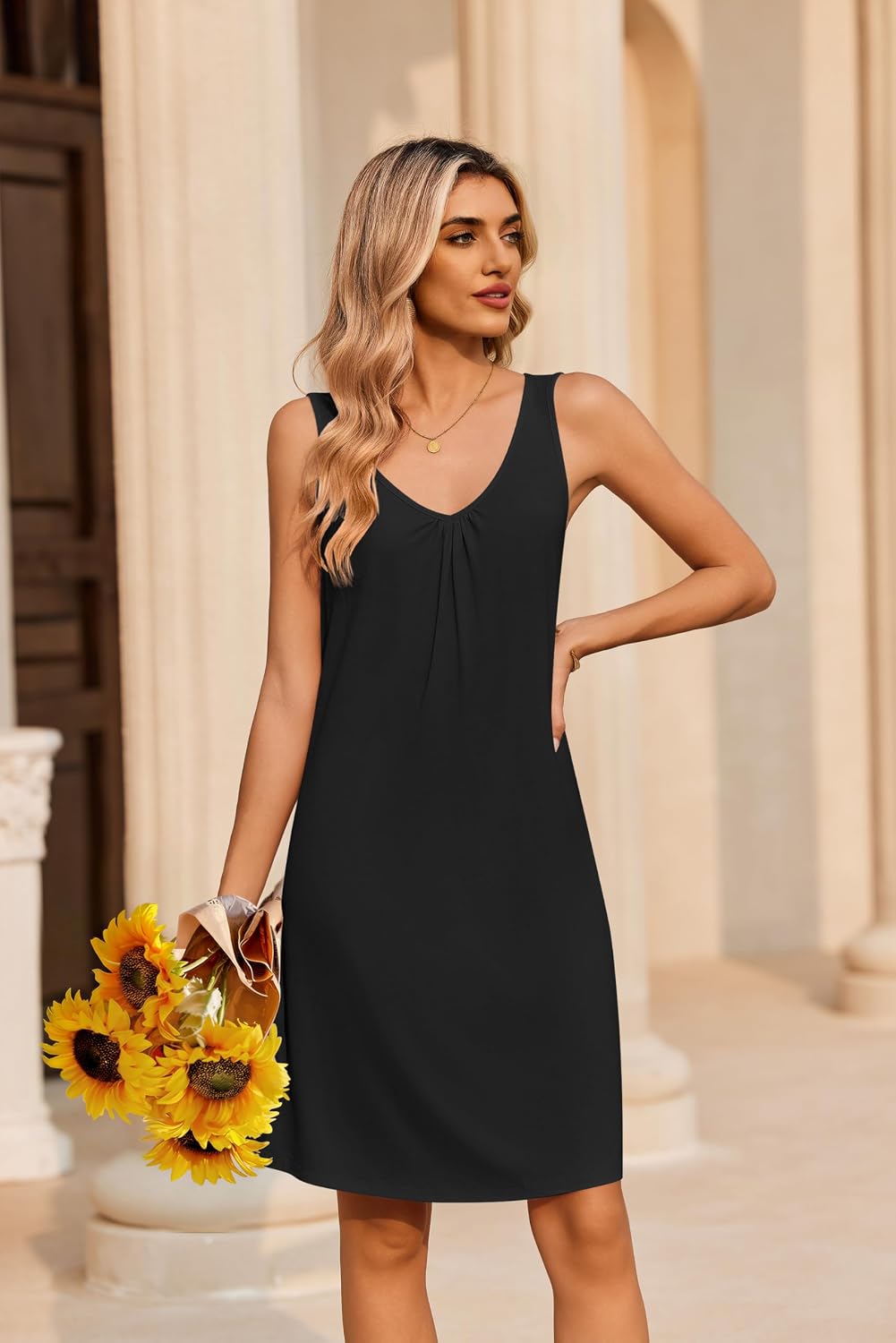 Ekouaer Nightgowns for Women Bamboo Viscose Night Gown Sleeveless Sleepwear