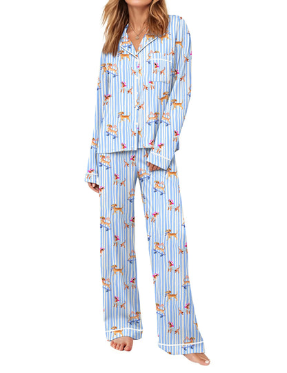 Ekouaer Womens Pajama Sets Long Sleeve Button Down Lounge Sets with Pockets
